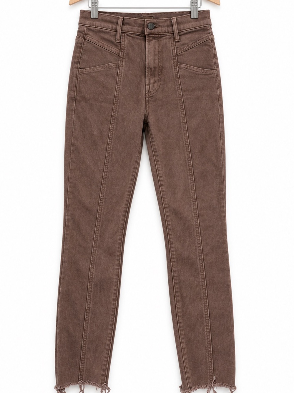 MOTHER The Seamed Swooner Seam-Front Jeans Denim Brown Fall Straight Leg 25